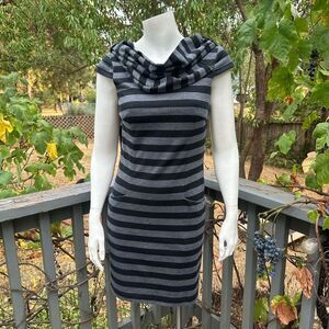 Jessica Simpson Gray + Black Stripe Dress  | XS | A-1753
